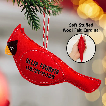 Cardinal Bird Memorial Family Mom Dad - Personalized Wool Felt Ornament