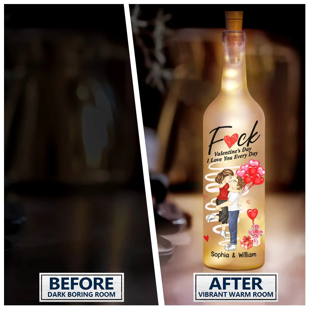 Gift For Couples,Old Couples,Gift For Husband,Gift For Wife,Gift For Boyfriend,Gift For Girlfriend,Love,Custom Photo - Carrying Couple I Love You Every Day - Personalized Bottle Light