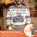 Cartoon Couple With Kids And Pets - Personalized Unisex Ugly Sweater