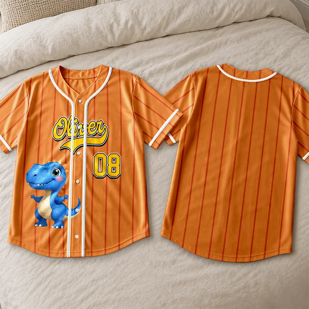 Back To School, Gift For Kids, Playful, Icon - Cartoon Dinosaur Vehicles For Kids - Personalized Baseball Jersey Shirt