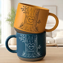 Top Market,Romantic,Gift For Couples,Icon - Carved Initials In A Heart Tree Couple - Personalized Pottery Mug