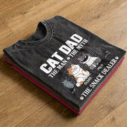 Pet Lovers,Playful,Vector - Cat Dad The Man The Myth The Snack Dealer - Personalized Vintage Washed T Shirt
