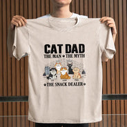 Pet Lovers,Playful,Vector - Cat Dad The Man The Myth The Snack Dealer - Personalized Vintage Washed T Shirt
