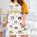 Cat Lovers,Happy - Cat Mom Boho Rainbow Style Cat Face - Personalized Women's Sleep Tee