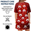 Cat Lovers,Happy - Cat Mom Boho Rainbow Style Cat Face - Personalized Women's Sleep Tee