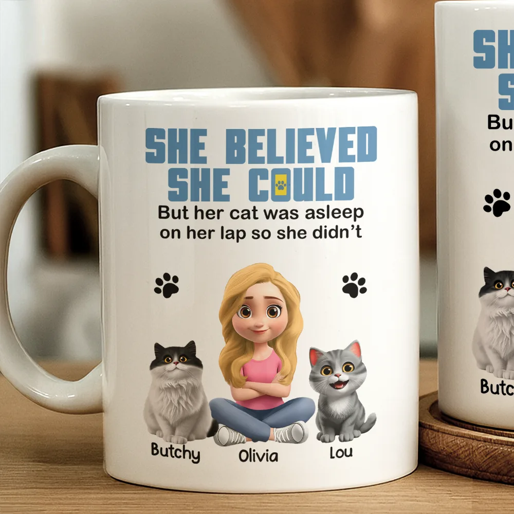 Cat Mom Funny She Believed She Could - Personalized Mug