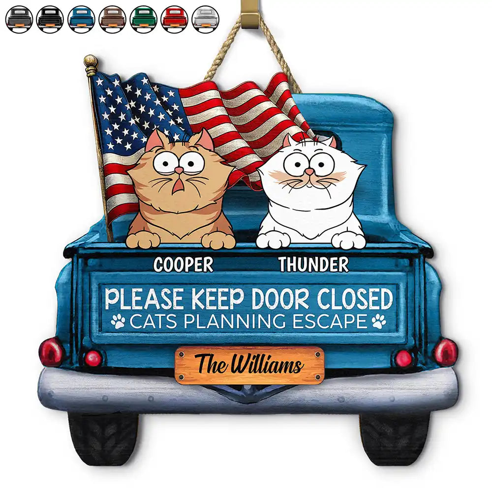 Cats Planning Escape Truck - Personalized Custom Shaped Wood Sign