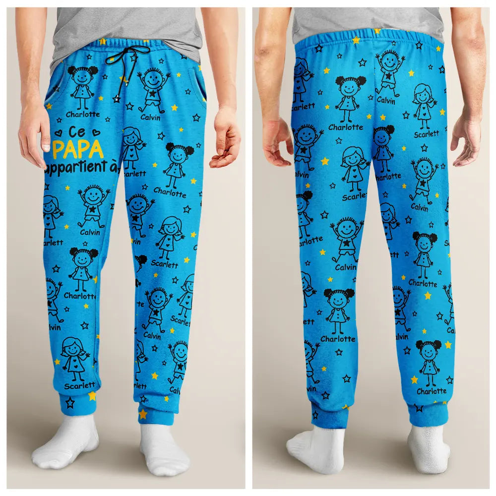 Gift For Women,Gift For Men,Parents,Gift For Mother,Gift For Grandpa,Gift For Father,Gift For Grandma,Gift For Grandparents,Love,French - Ce Grand-Père Cette Grand-Mère Ce Papa Cette Maman Appartient À - Pantalon De Pyjama Personnalisé