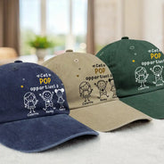 Gift For Yourself,Gift For Men,Gift For Grandpa,Gift For Father,Dog Dad,Cat Dad,Pet Dad,Gift For Mother,Gift For Grandma,Happy,Stick Figure,French - Ce Grand-Père Papa Appartient À - Casquette En Denim Vintage Délavé Personnalisée