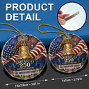 Independence Day, America 250th, Christmas, Proud, Family, Custom Text - Celebrate Christmas 250th Anniversary Of America - Personalized Circle Glass Ornament