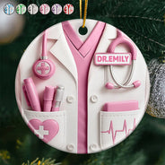 Gift For Yourself,Gift For Women,Gift For Men,Nurse,Happy,Christmas - Celebrate A Special Medical Professional - Personalized Circle Ceramic Ornament
