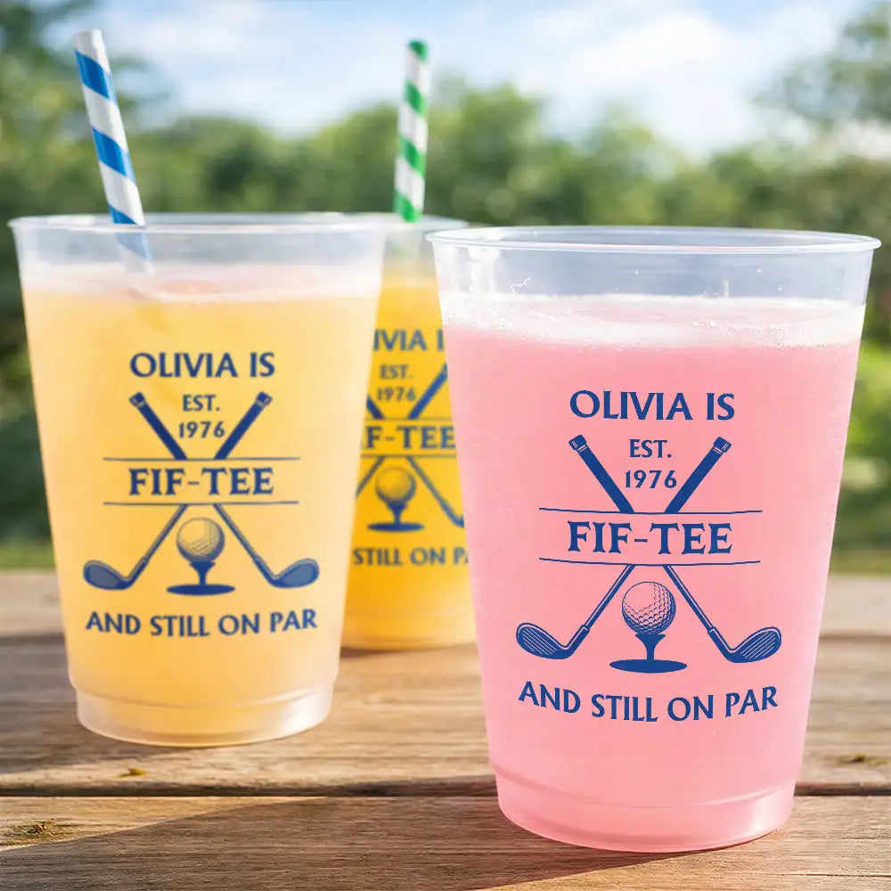 Golf,Gift For Husband,Gift For Men,Gift For Grandpa,Gift For Father,Humorous - Celebrate Birthday And Still On Par - Personalized Frosted Cups