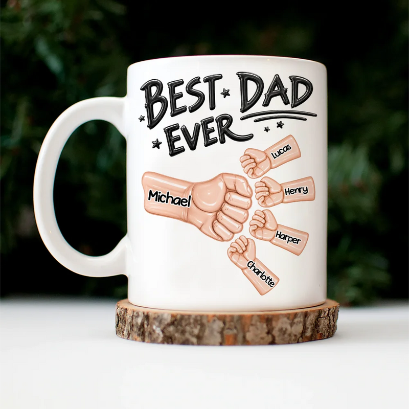 Gift For Father,Top Market,Gift For Grandpa,Afro Dad,Non-Eng,Icon,Confident - Ceramic Hand Punch Best Dad Ever - Personalized Mug