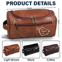 Gift For Yourself, Gift For Women, Gift For Men, Gift For Grandpa, Gift For Father, Love - Monogram Family Name - Personalized Leather Toiletry Bag