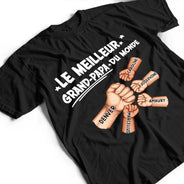 Gift For Yourself,Gift For Men,Gift For Grandpa,Gift For Father,Happy,French - Check Du Poing Le Meilleur Papa Du Monde - T Shirt Personnalisé