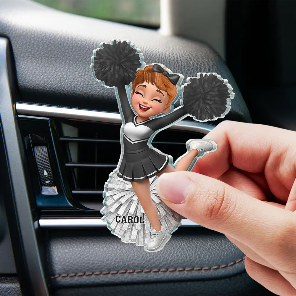 Gift For Yourself,Happy - Cheerleader Happy On The Road - Personalized Acrylic Car Vent Clip