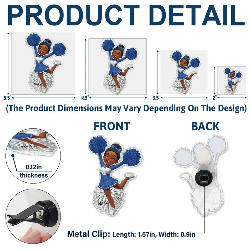 Gift For Yourself,Happy - Cheerleader Happy On The Road - Personalized Acrylic Car Vent Clip