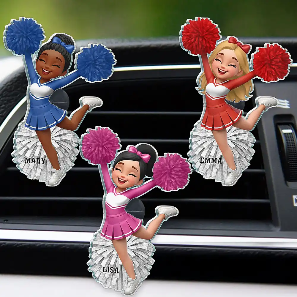 Gift For Yourself,Happy - Cheerleader Happy On The Road - Personalized Acrylic Car Vent Clip