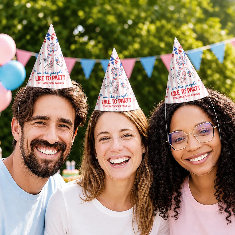 America 250th,Independence Day,Family,Proud,Custom Text - Cheers To 250 Years Anniversary - Personalized Party Hats