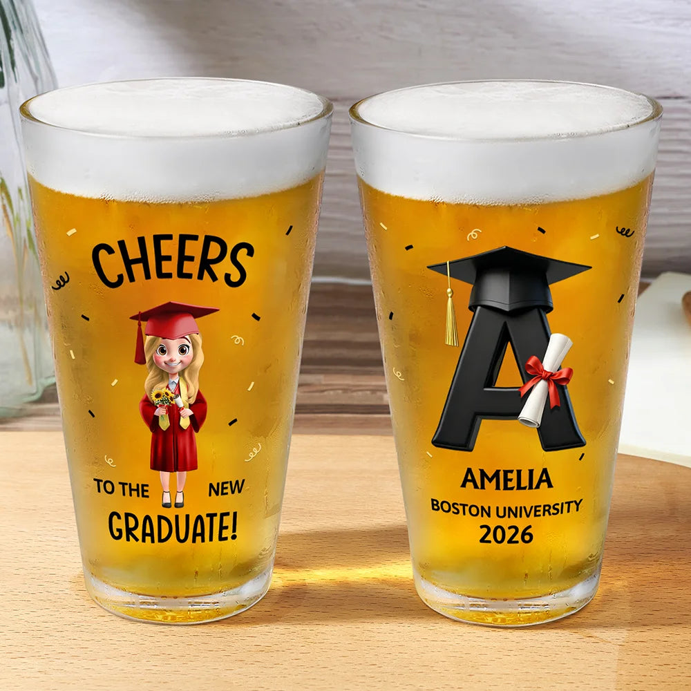 Cheers To The New Graduate - Personalized Beer Glass