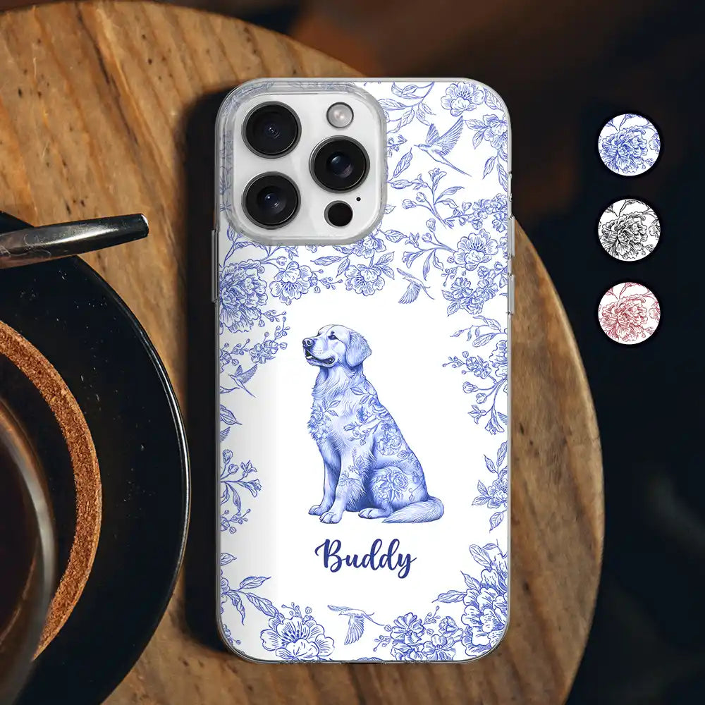 Chinoiserie Toile Dog - Personalized Clear Phone Case