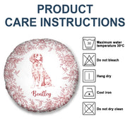 Dog Lovers, Pet Lovers, Happy - Chinoiserie Toile Dog - Personalized Round Pillow