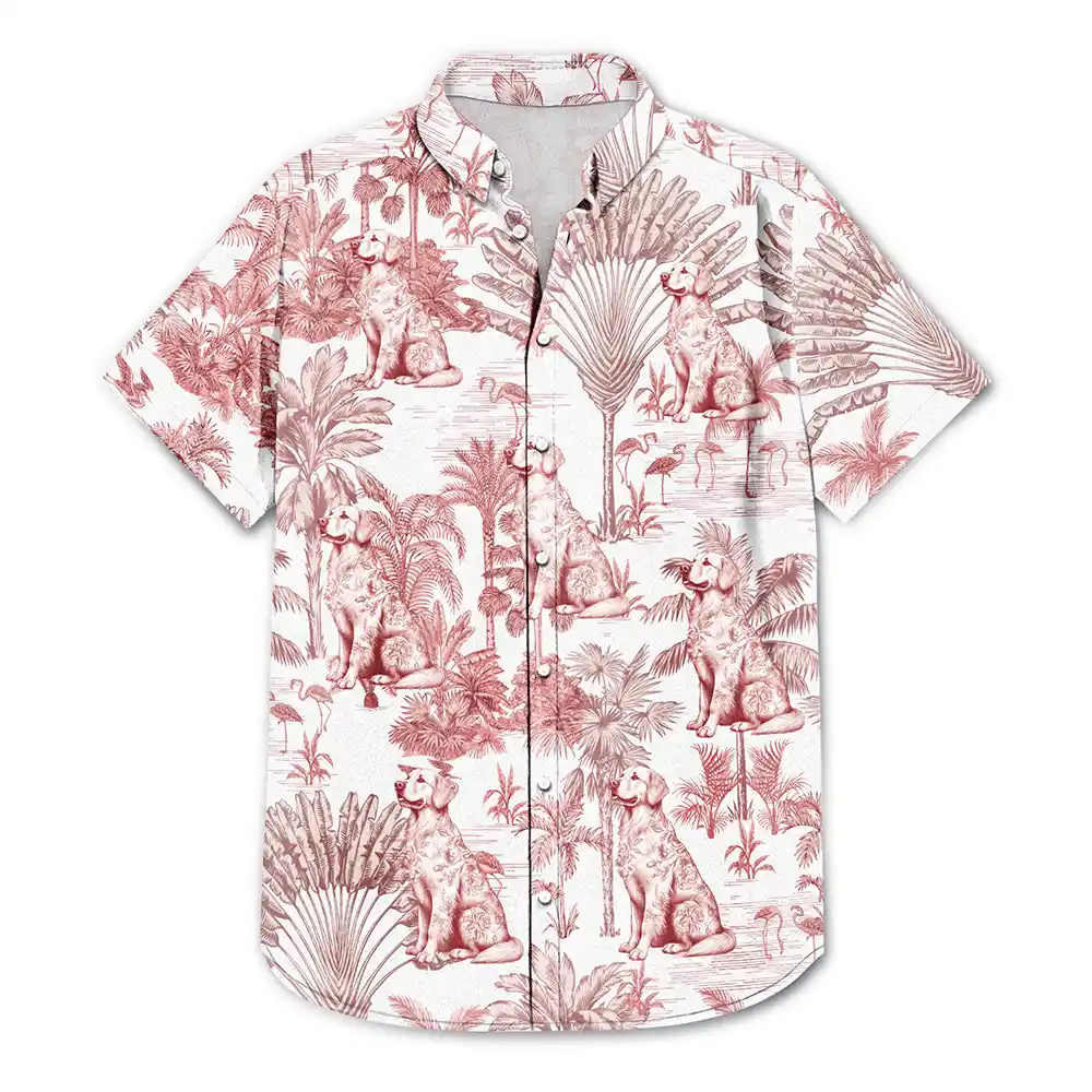 Gift For Yourself,Gift For Women,Gift For Men,Dog Lovers,Dog Mom,Dog Dad,Pet Lovers,Pet Mom,Pet Dad,Happy,Summer - Chinoiserie Toile Dog Tropical Pattern - Personalized Hawaiian Shirt