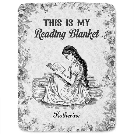 Chinoiserie Toile This Is My Reading Blanket - Personalized Fleece Blanket, Sherpa Blanket