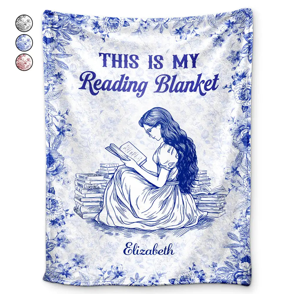Chinoiserie Toile This Is My Reading Blanket - Personalized Fleece Blanket, Sherpa Blanket