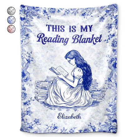 Chinoiserie Toile This Is My Reading Blanket - Personalized Fleece Blanket, Sherpa Blanket