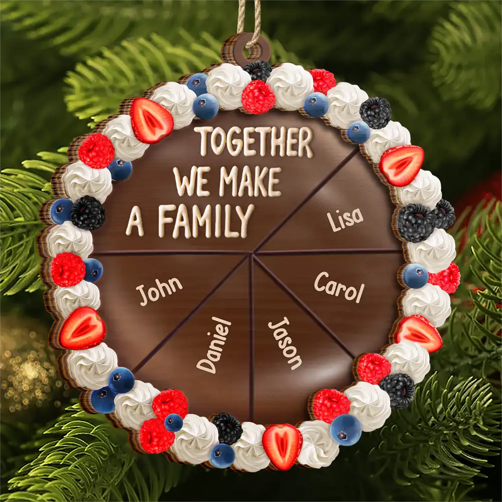 Chocolate Cake Family Custom Names - Personalized 2-Layered Wooden Ornament