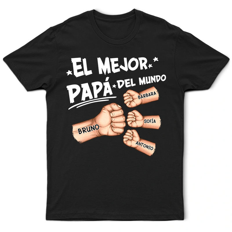 Gift For Yourself,Gift For Men,Gift For Grandpa,Gift For Father,Happy,Spanish - Choque De Puños El Mejor Papá Del Mundo - Camiseta Personalizada