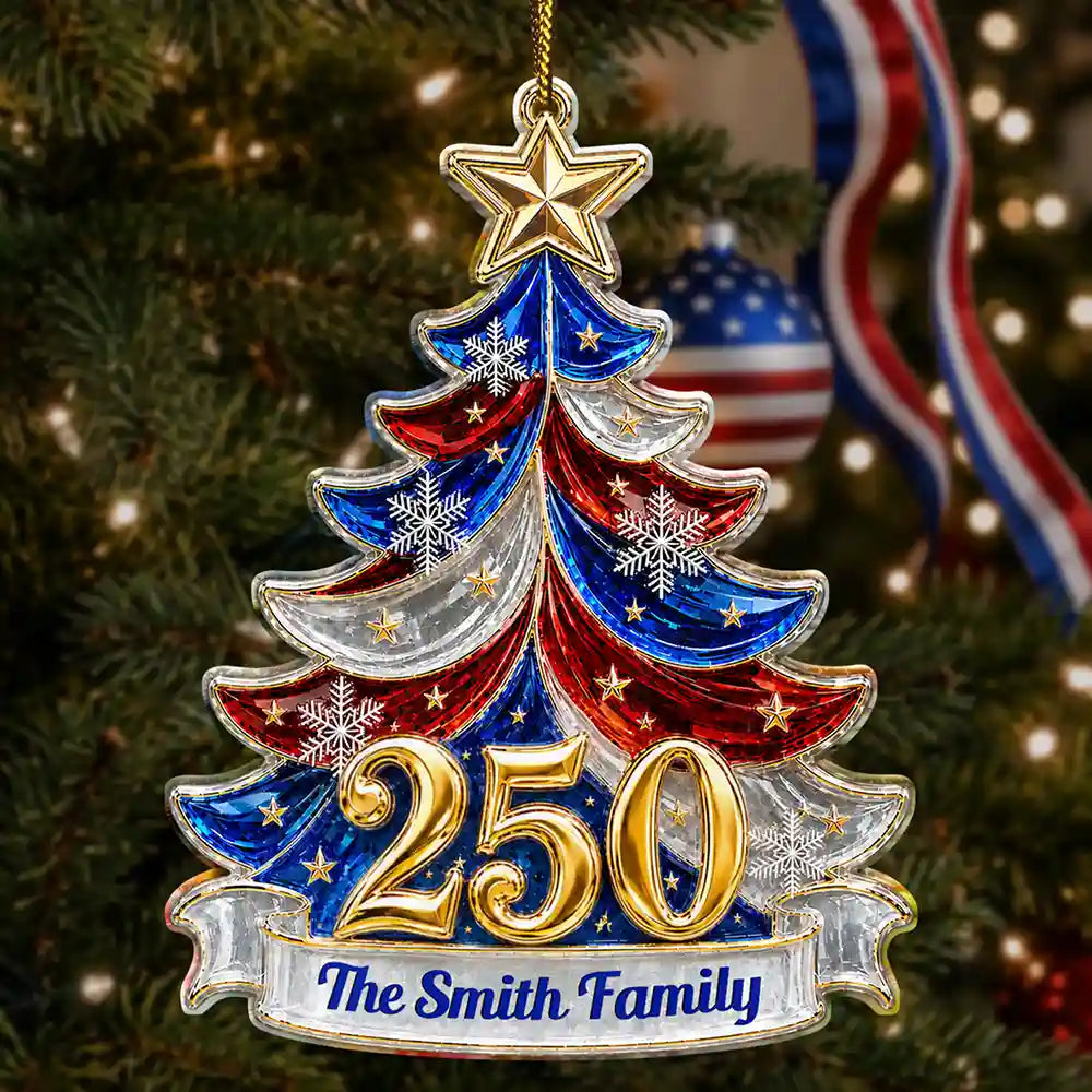 Independence Day,America 250th,Christmas,Proud,Family,Custom Text - Christmas Faith Family Freedom Always - Personalized Custom Shaped Acrylic Ornament