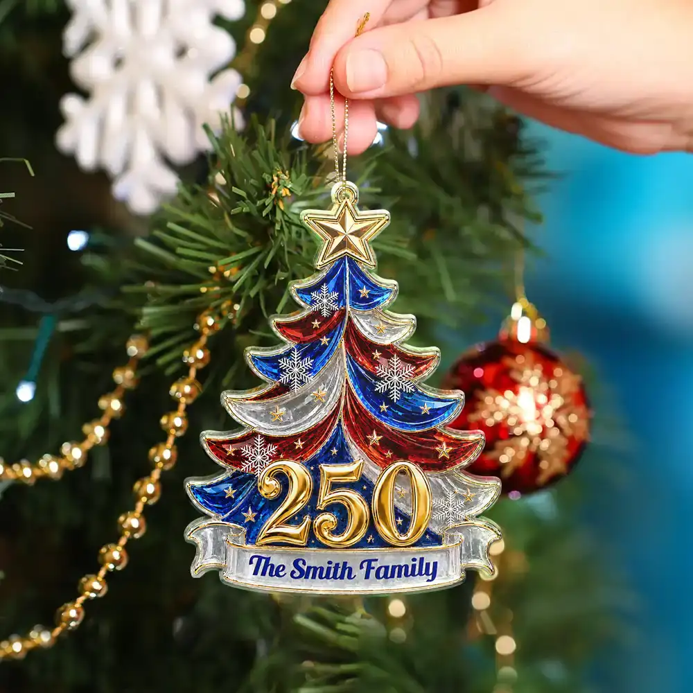 Independence Day,America 250th,Christmas,Proud,Family,Custom Text - Christmas Faith Family Freedom Always - Personalized Custom Shaped Acrylic Ornament