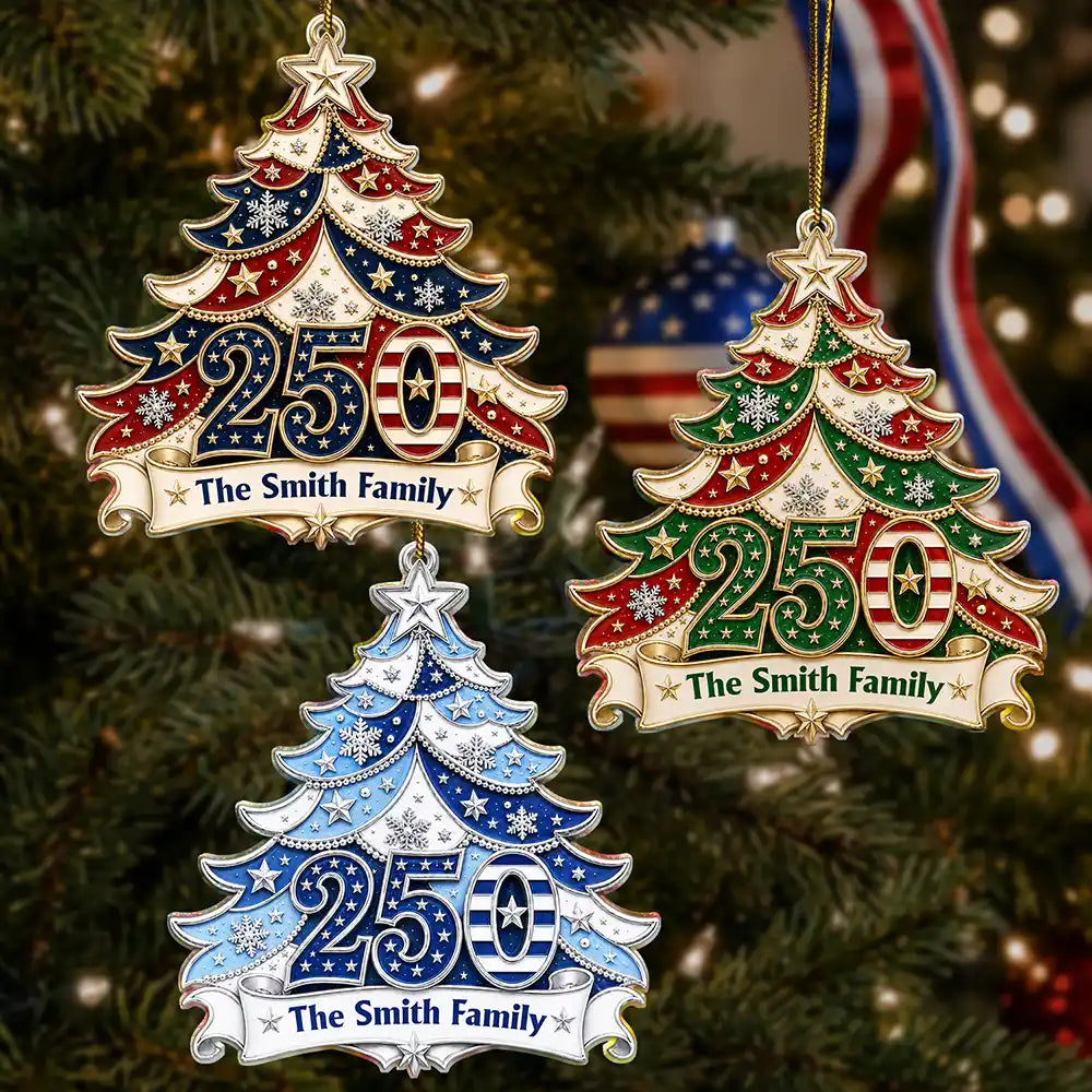 Independence Day,America 250th,Christmas,Proud,Family,Custom Text - Christmas Home For The Holidays - Personalized Custom Shaped Acrylic Ornament