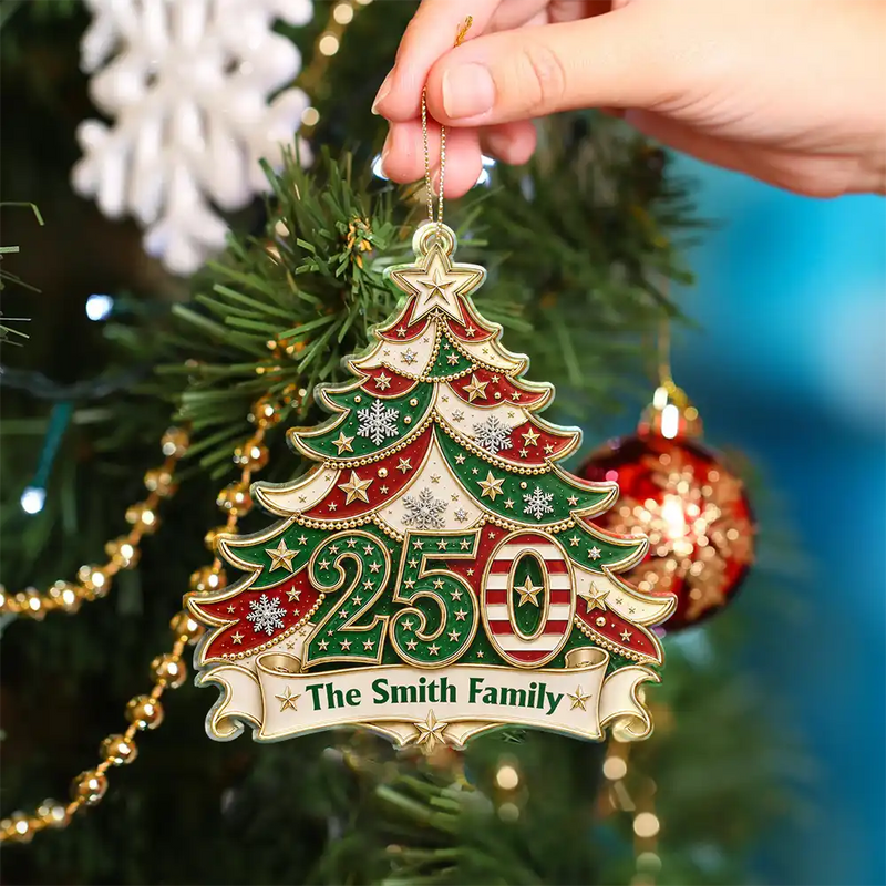 Independence Day,America 250th,Christmas,Proud,Family,Custom Text - Christmas Home For The Holidays - Personalized Custom Shaped Acrylic Ornament