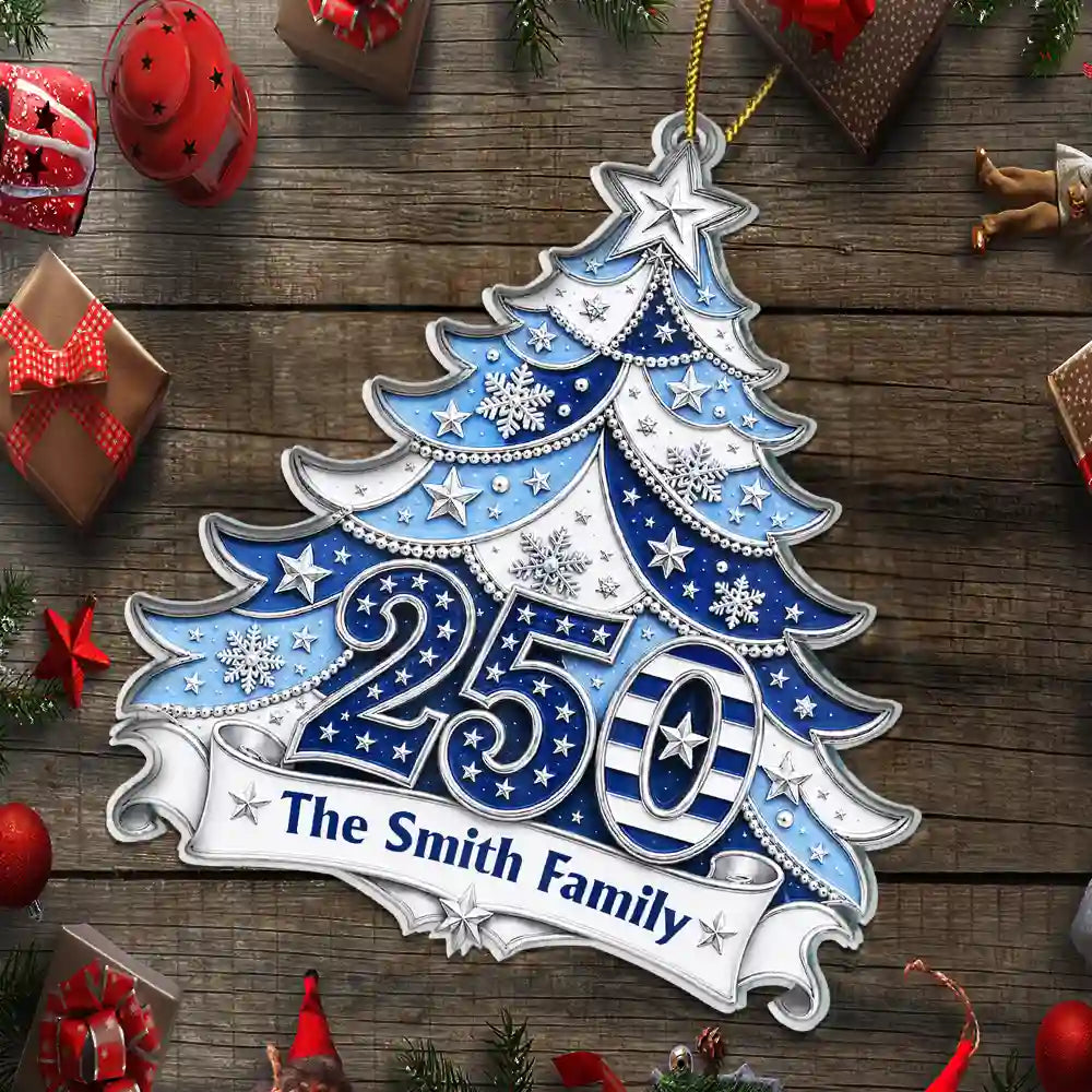 Independence Day,America 250th,Christmas,Proud,Family,Custom Text - Christmas Home For The Holidays - Personalized Custom Shaped Acrylic Ornament
