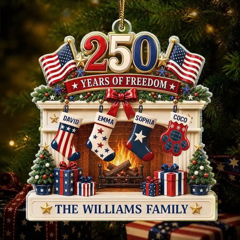Independence Day,America 250th,Christmas,Cozy,Family,Icon,Custom Text - Christmas Love Anchored In Heritage And Pride - Personalized Custom Shaped Acrylic Ornament