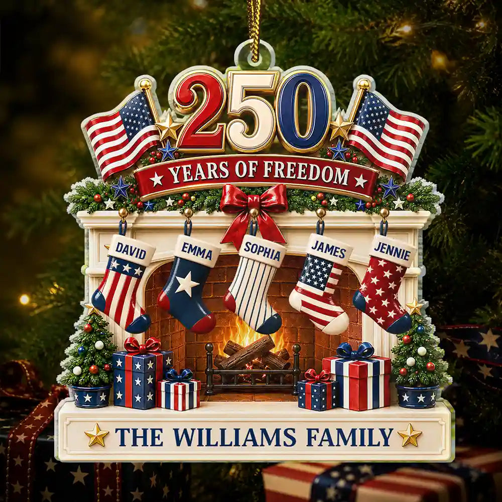 Independence Day,America 250th,Christmas,Cozy,Family,Icon,Custom Text - Christmas Love Anchored In Heritage And Pride - Personalized Custom Shaped Acrylic Ornament