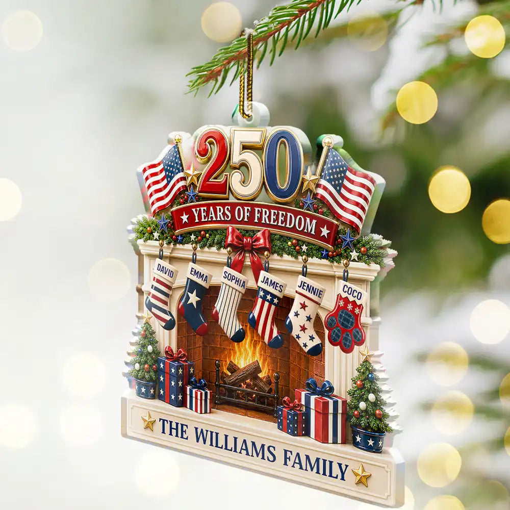 Independence Day,America 250th,Christmas,Cozy,Family,Icon,Custom Text - Christmas Love Anchored In Heritage And Pride - Personalized Custom Shaped Acrylic Ornament