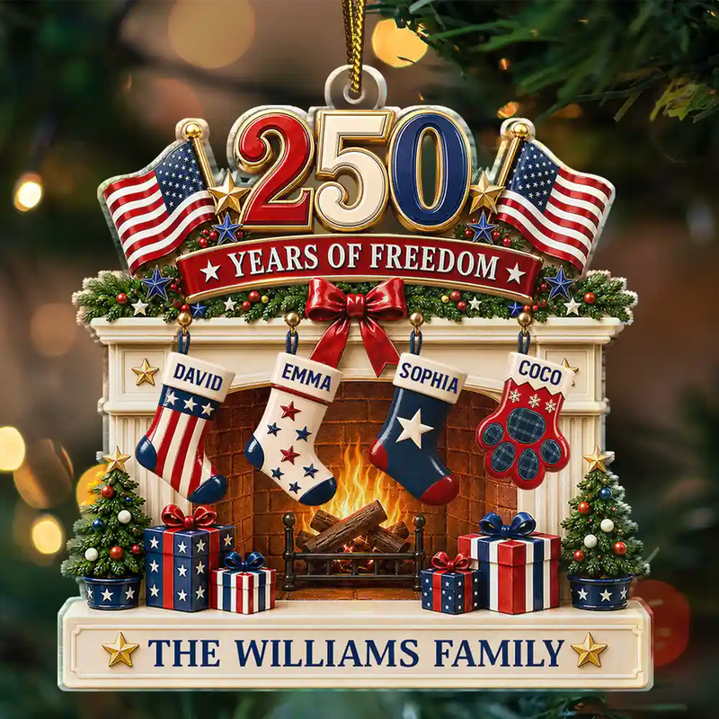 Independence Day,America 250th,Christmas,Cozy,Family,Icon,Custom Text - Christmas Love Anchored In Heritage And Pride - Personalized Custom Shaped Acrylic Ornament