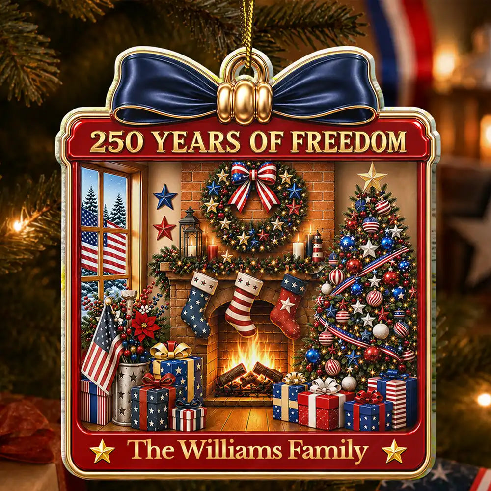 Independence Day,America 250th,Christmas,Proud,Family,Custom Text - Christmas Patriotic Love For America - Personalized Custom Shaped Acrylic Ornament