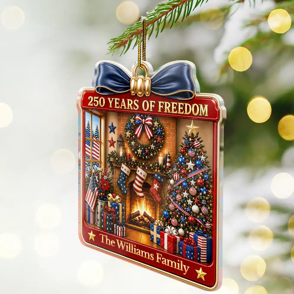 Independence Day,America 250th,Christmas,Proud,Family,Custom Text - Christmas Patriotic Love For America - Personalized Custom Shaped Acrylic Ornament