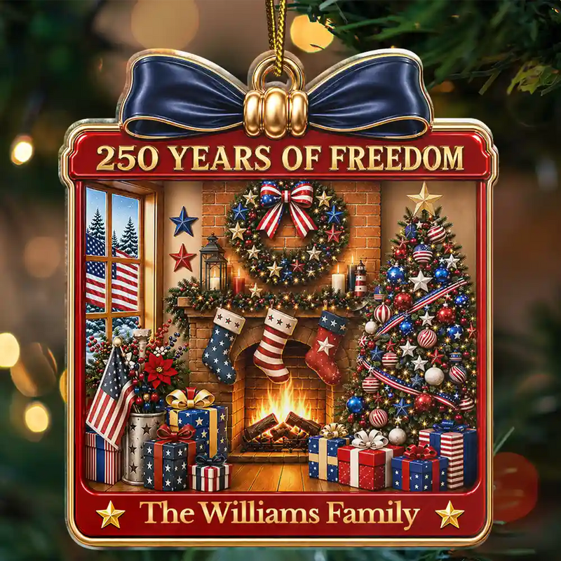 Independence Day,America 250th,Christmas,Proud,Family,Custom Text - Christmas Patriotic Love For America - Personalized Custom Shaped Acrylic Ornament