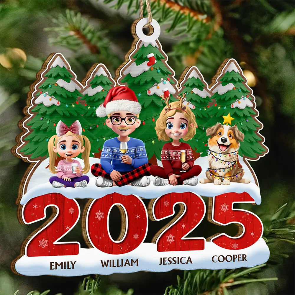 Christmas 3D Family A Whole Lot Of Love - Personalized Custom Shaped Wooden Ornament