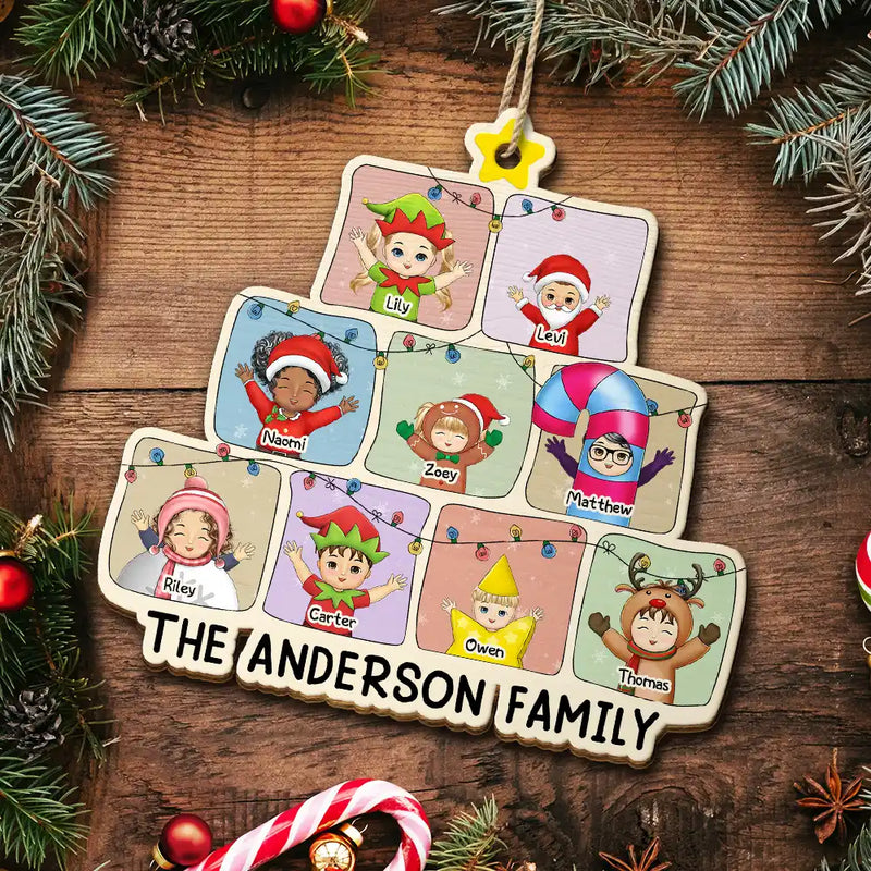 Christmas,Family,Happy,Parents,Gift For Grandparents - Christmas Character Cartoon Comic - Personalized Custom Shaped Wooden Ornament