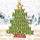 Christmas Color Tree Family Name - Gift For Family, Besties, Coworker - Personalized Wooden Cutout Ornament
