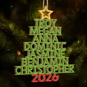 Christmas Color Tree Family Name - Gift For Family, Besties, Coworker - Personalized Wooden Cutout Ornament