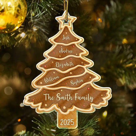Christmas Cookie Tree Family Bestie Custom Names - Personalized Custom Shaped Acrylic Ornament
