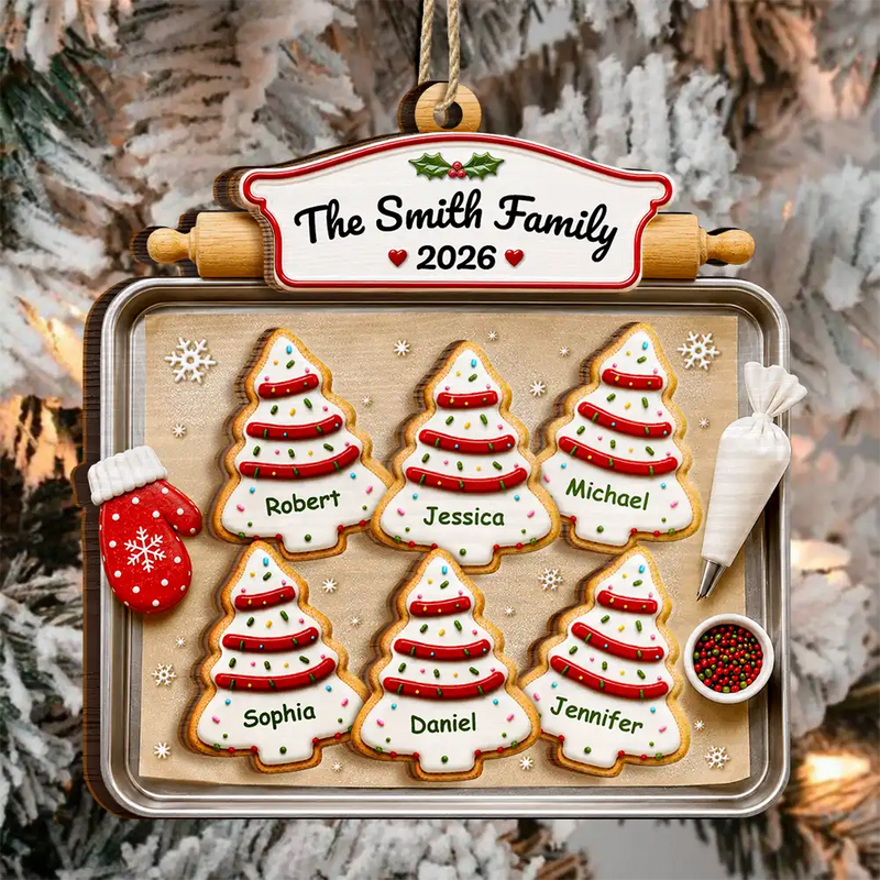 Top Market,Sentimental,Christmas,Family,Icon - Christmas Cookies Family - Personalized 2-Layered Wooden Ornament